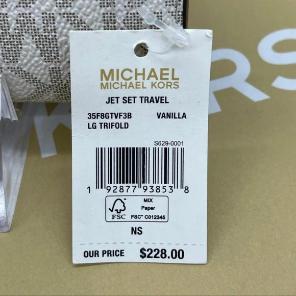 Michael Kors Large Trifold Wallet Leather Vanilla - Picture 7 of 7